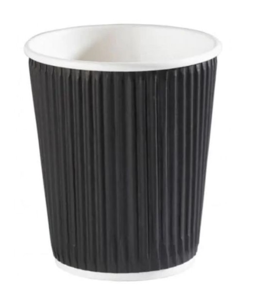 8oz Black Ripple Wall Cup - 25x Per Pack