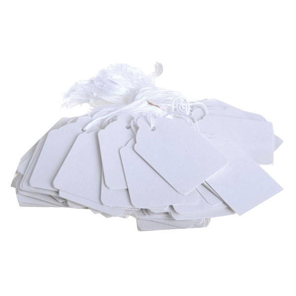 Strung Tags 30mm x 21mm White - 1000x Per Pack