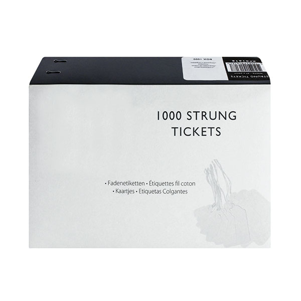 Strung Tags 37mm x 24mm White - 1000x Per Pack