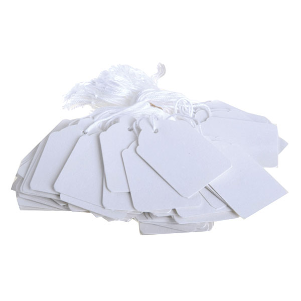 Strung Tags 41mm x 25mm White - 1000x Per Pack