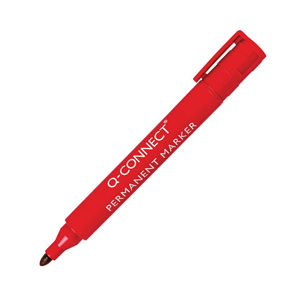 Q-Connect Permanent Marker Bullet Tip Red - 10x Per Pack