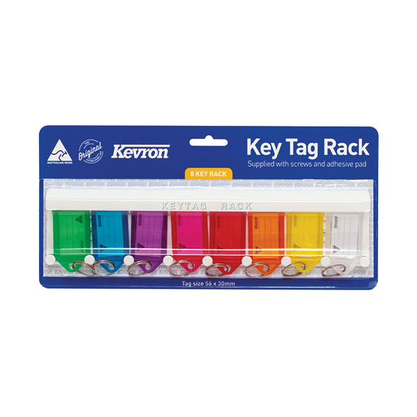 Kevron Standard Key Tags Assorted Colours - 8x Per Pack