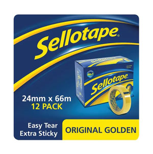 Sellotape Original Golden Tape 24mm x 66m - 1x Roll Per Pack