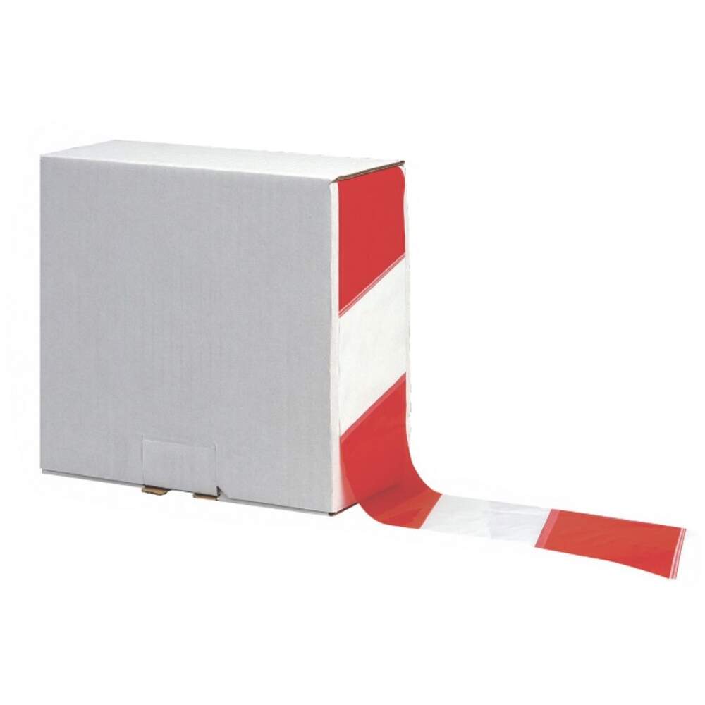 Red/White Hazard Barrier Tape Film - 70mm x 500m - 1x Roll Per Pack