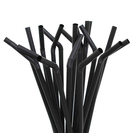 PP Straws Black Flexi - 6mm x 210mm - 250x Per Pack
