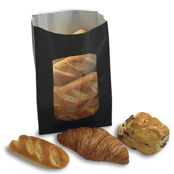 Black Deli / Bakery Window Bags - 250 Bags per Pack