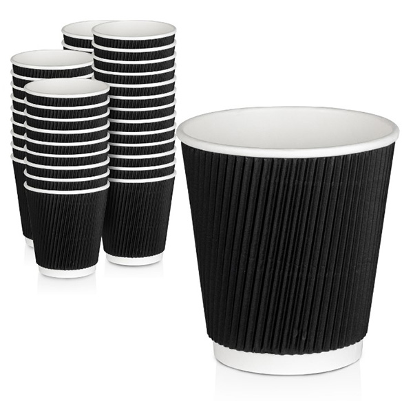 8oz Black Ripple Wall Cup - 25x Per Pack