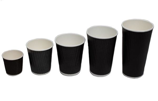 8oz Black Ripple Wall Cup - 25x Per Pack