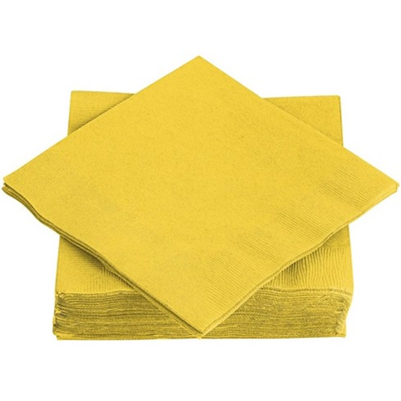 Dinner Napkins Yellow - 2Ply 40x40cm 4x Fold - 100x Per Pack