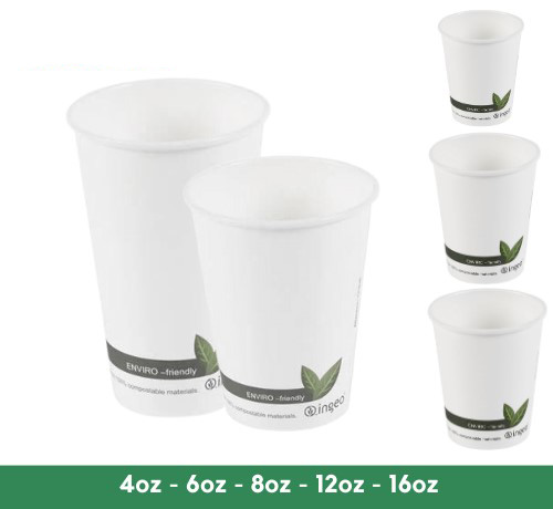 6oz Single Wall - Compostable White Cups - 50x Per Pack