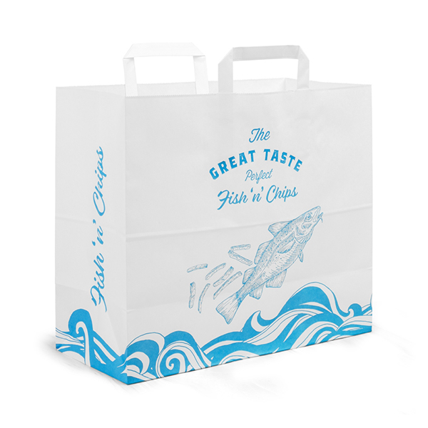 Fish 'n' Chips Range - Handle Bags - Large Size 360 x 160 x 310mm - 250x Per Case