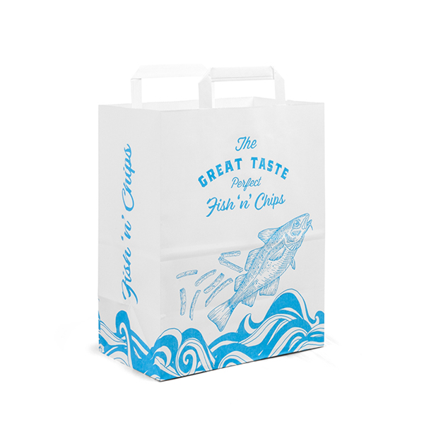 Fish 'n' Chips Range - Handle Bags - Medium Size 240 x 140 x 300mm - 250x Per Case