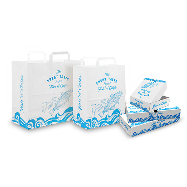 Fish 'n' Chips Range - Handle Bags - Large Size 360 x 160 x 310mm - 250x Per Case