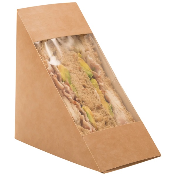 Kraft Compostable Front loading Sandwich Pack 123x52x123mm - 500x Per Pack