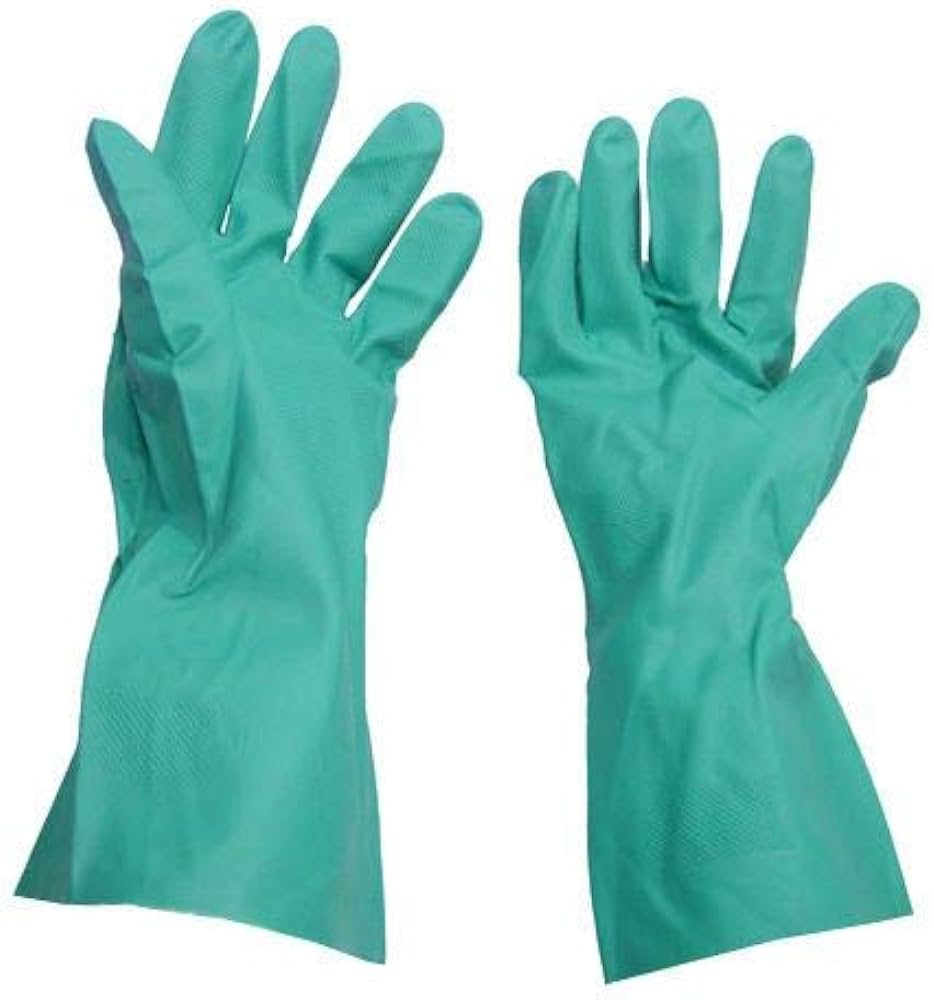 Janitorial Green Cleaning Rubber Gloves - Large Size - 10x Per Pack