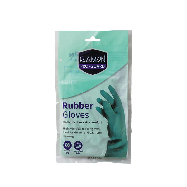 Janitorial Green Cleaning Rubber Gloves - Large Size - 10x Per Pack