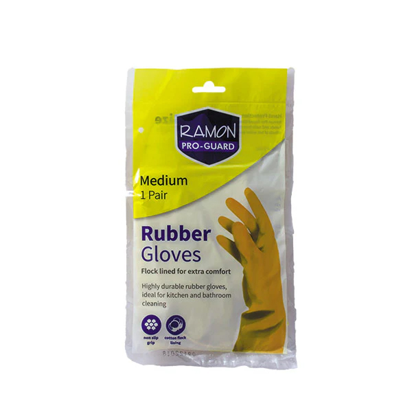 Janitorial Yellow Cleaning Rubber Gloves - Large Size - 10x Per Pack