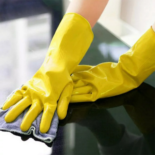 Janitorial Yellow Cleaning Rubber Gloves - Large Size - 10x Per Pack