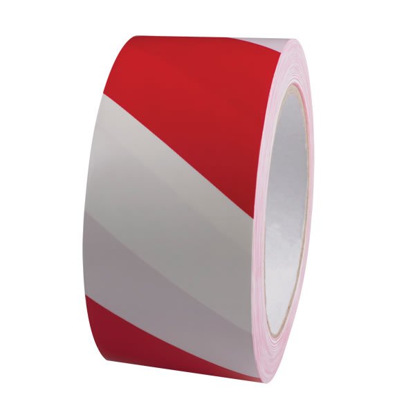 Red/White Hazard Adhesive Tape - 50mm x 33m - 1x Roll Per Pack