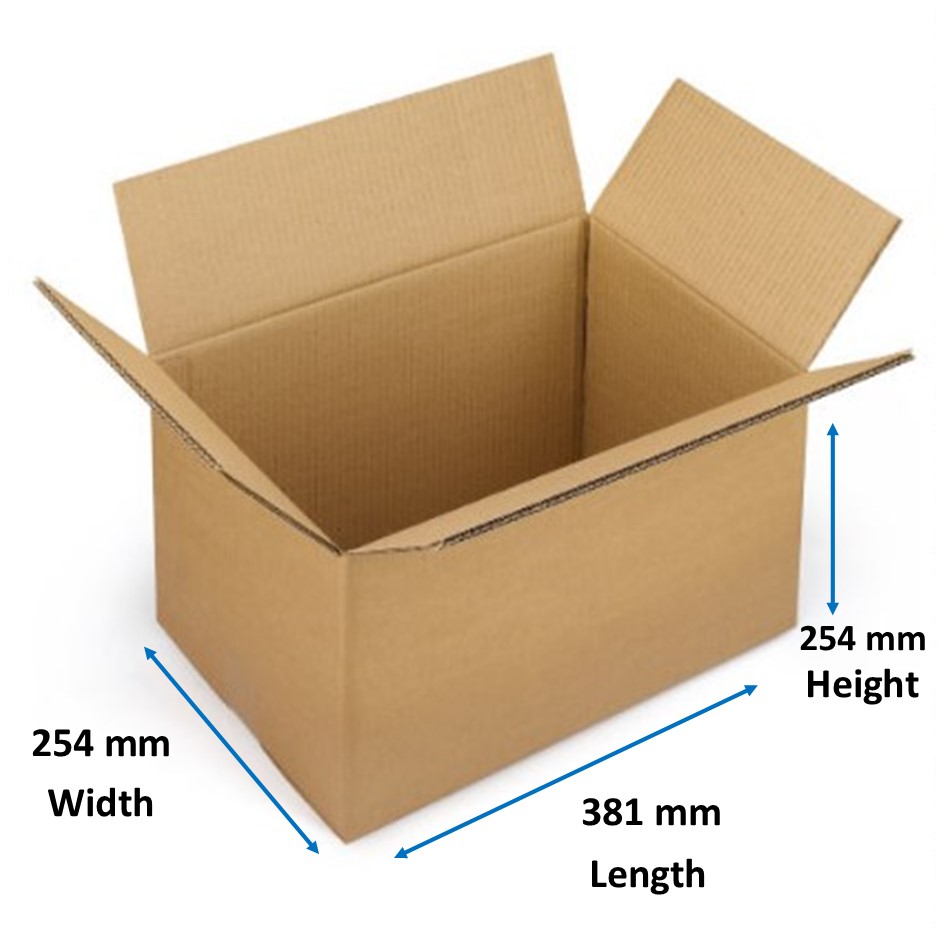 Single Wall Boxes 381mm x 254mm x 254mm - 25x per Pack