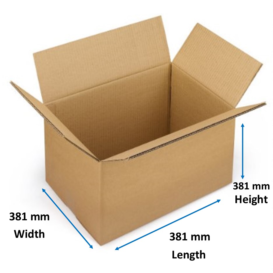 Single Wall Boxes 381mm x 381mm x 381mm - 25x per Pack