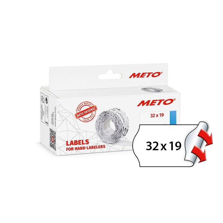 Meto Price Gun Labels Double Line XL - 32mm x 19mm Permanent White - 10 Rolls