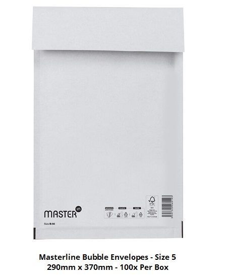 Masterline Padded Envelopes - Size 5 - 290mm x 370mm - 100x Per Pack