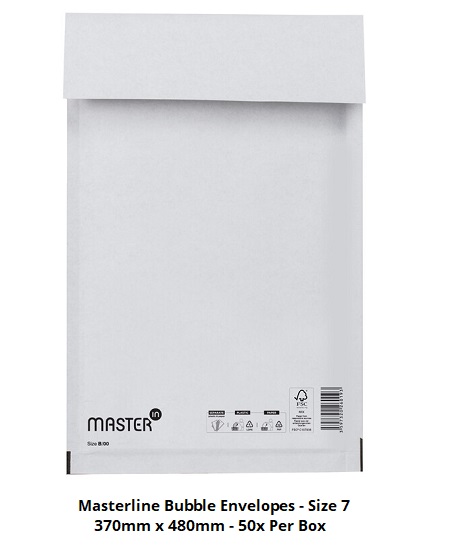 Masterline Padded Envelopes - Size 7 - 370mm x 480mm - 50x Per Pack