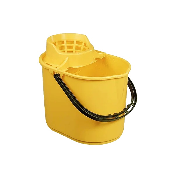 Deluxe Mop Bucket with Wringer Yellow 12x Litre - 1x Per Pack