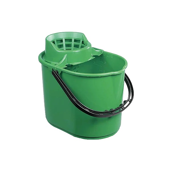 Deluxe Mop Bucket with Wringer Green 12x Litre - 1x Per Pack