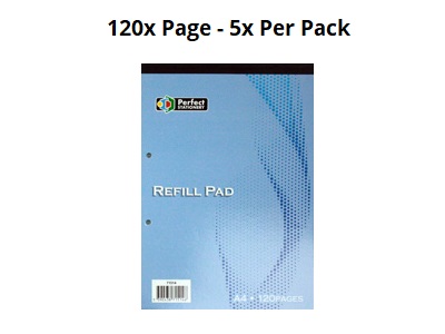 Perfect Stationery A4 Refill Pad 120 Pages - 5x Per Pack