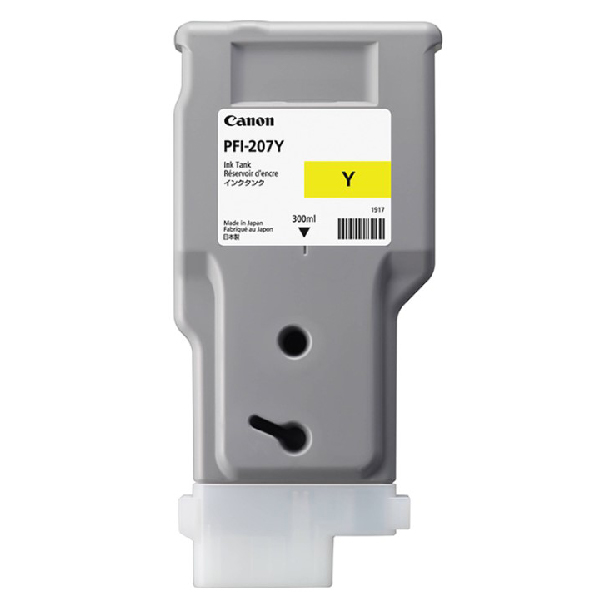 Canon PFI-207Y Yellow Ink Cartridge - 300ml (Dye Ink) - 1x Per Pack