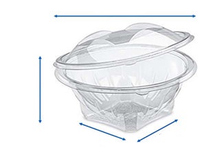 Round Plastic Salad Bowls with Lid 250cc - 50x Per Pack