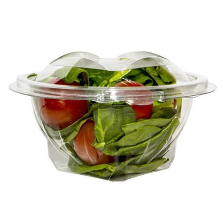 Round Plastic Salad Bowls with Lid 375cc - 50x Per Pack