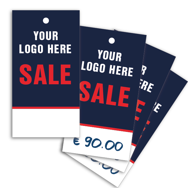 Strung Pricing Tags - Custom Printed Sale and Your Logo 45mm x 85mm - 500x Per Pack