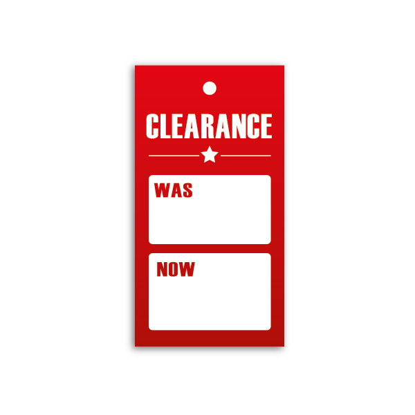 Strung Pricing Tags - Clearance Was/Now 45mm x 85mm - 100 Per Pack