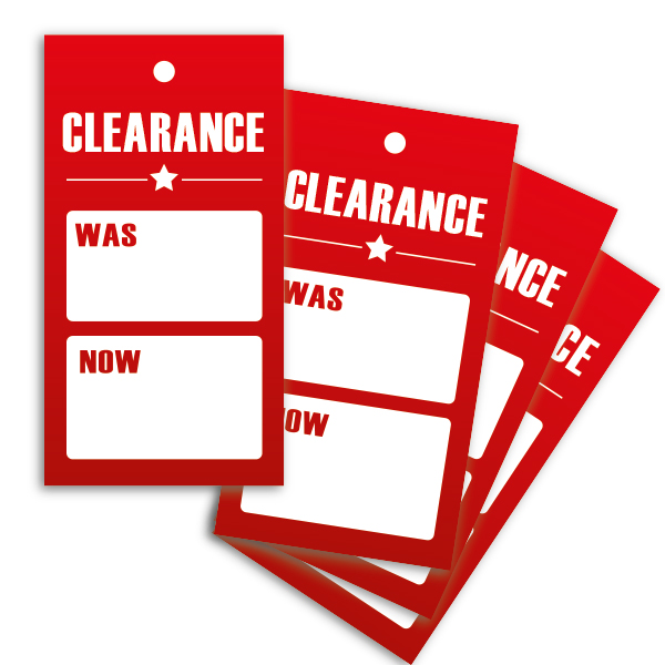 Strung Pricing Tags - Clearance Was/Now 45mm x 85mm - 100 Per Pack