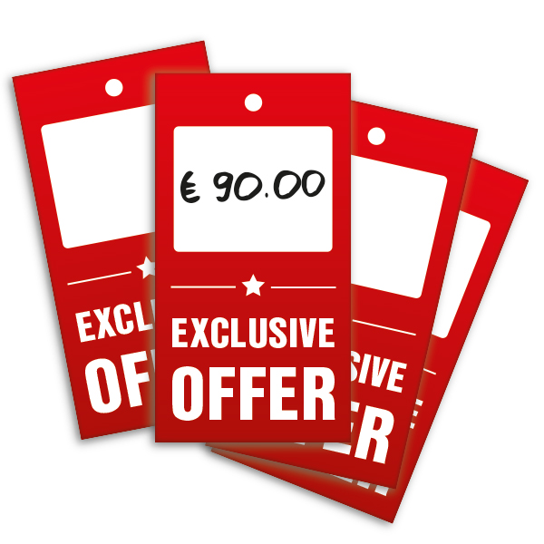 Strung Pricing Tags - Exclusive Offer 45mm x 85mm - 100 Per Pack