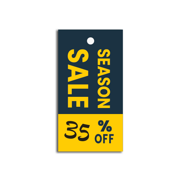 Strung Pricing Tags - Season Sale - % Off 45mm x 85mm - 100 Per Pack