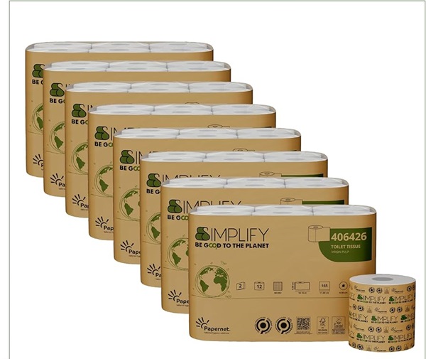 Simplify 2Ply Toilet Tissue Rolls - 96x Rolls Per Case