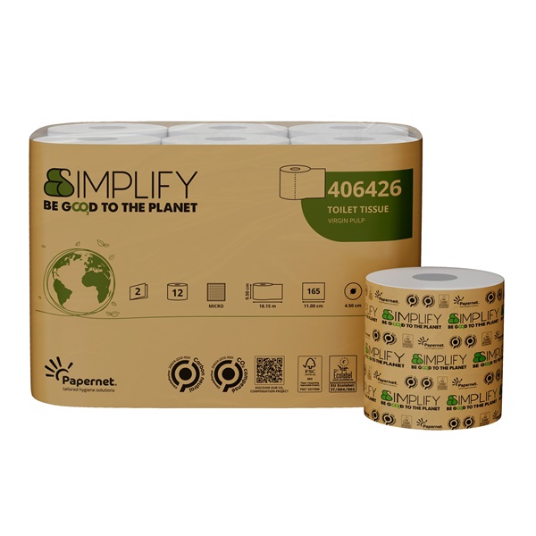 Simplify 2Ply Toilet Tissue Rolls - 96x Rolls Per Case