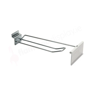 Slatwall Double Hook with Swinging Pocket 300mm - 1x Per Pack