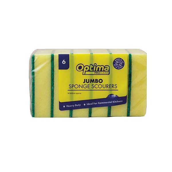 Optima Proclean Jumbo Sponge Scourers - 6 Per Pack 