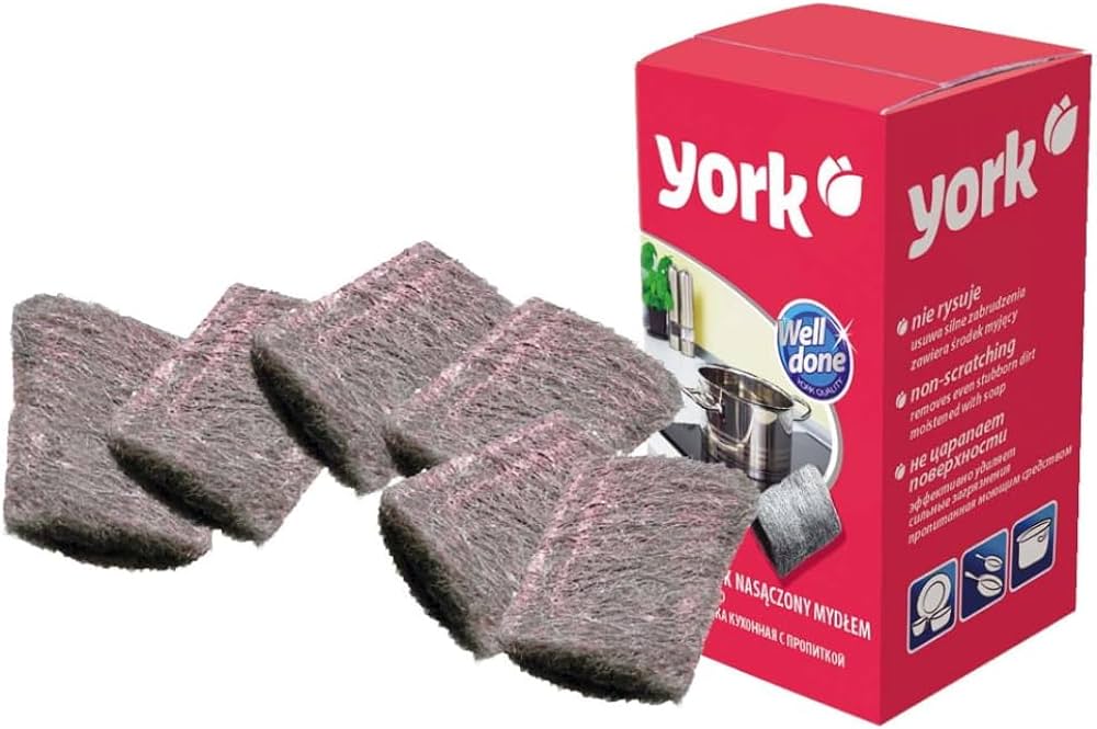 York Soap Pads Steel Soaped Scourers - 6x Per Pack