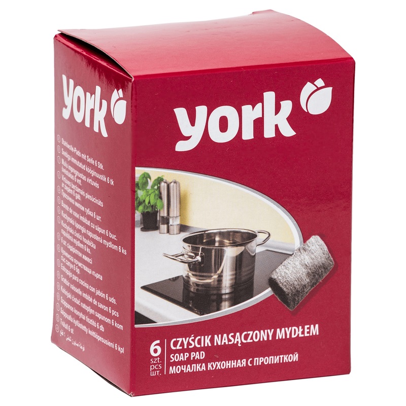 York Soap Pads Steel Soaped Scourers - 6x Per Pack