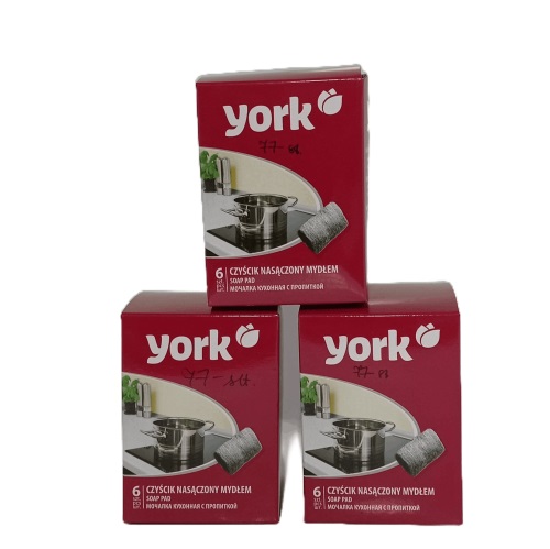 York Soap Pads Steel Soaped Scourers - 6x Per Pack