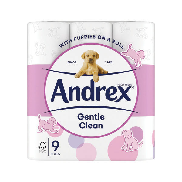 Andrex 3-Ply Toilet Roll Pup Wht Pk9