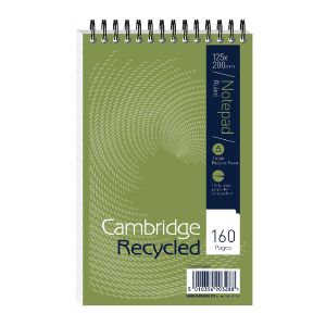 Recycled Spiral Notepad 125x200 Pk10