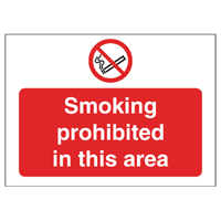 Smoking Prohibited In 450x600 PVC